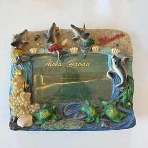 Hawaii Aloha Photo Frame 3D Resin Chiefly Co Dolphin Turtle Souvenir Desk Decor